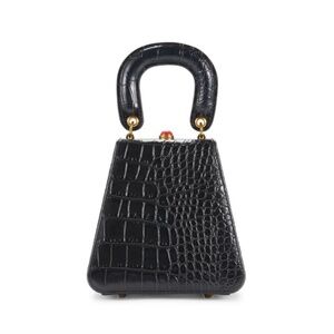 STAUD Kenny Croc-Embossed Leather Top Handle Mini Bag